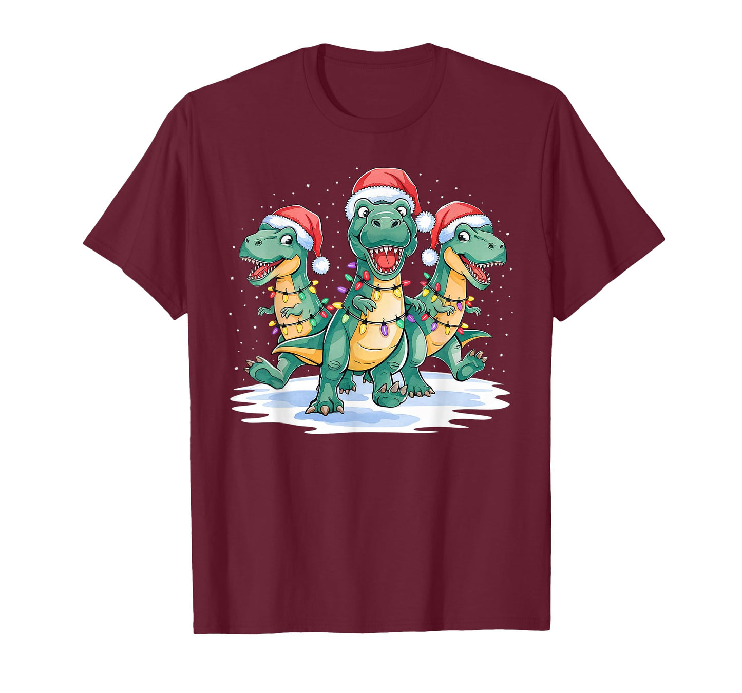 Funny Christmas Santa Reindeer Cute Dinosaur Santa Christmas T-Shirt