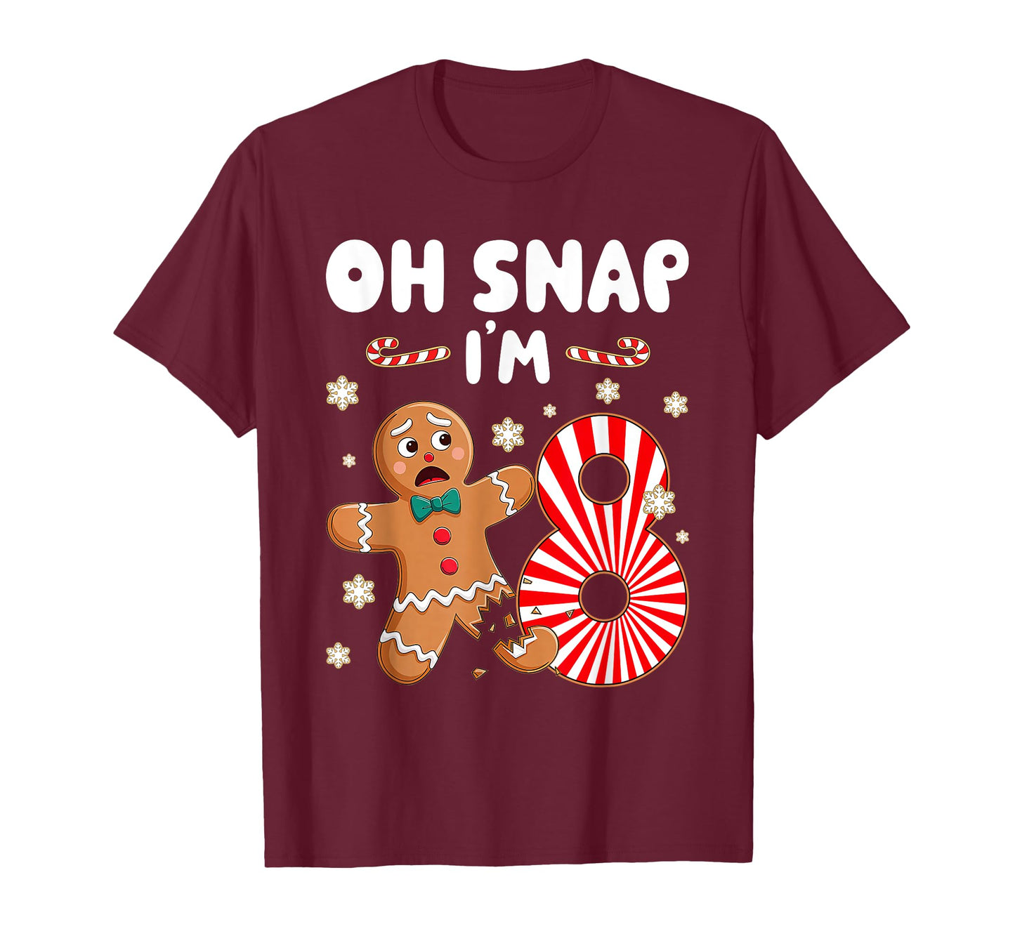 Christmas Oh Snap 8 Year Old Gingerbread Man 8th Birthday T-Shirt