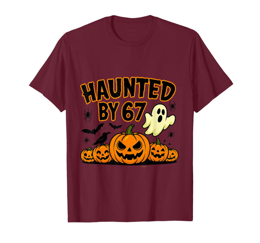 Haunted by 67 Six Seven Halloween Meme Ghost Pumpkin Design T-Shirt