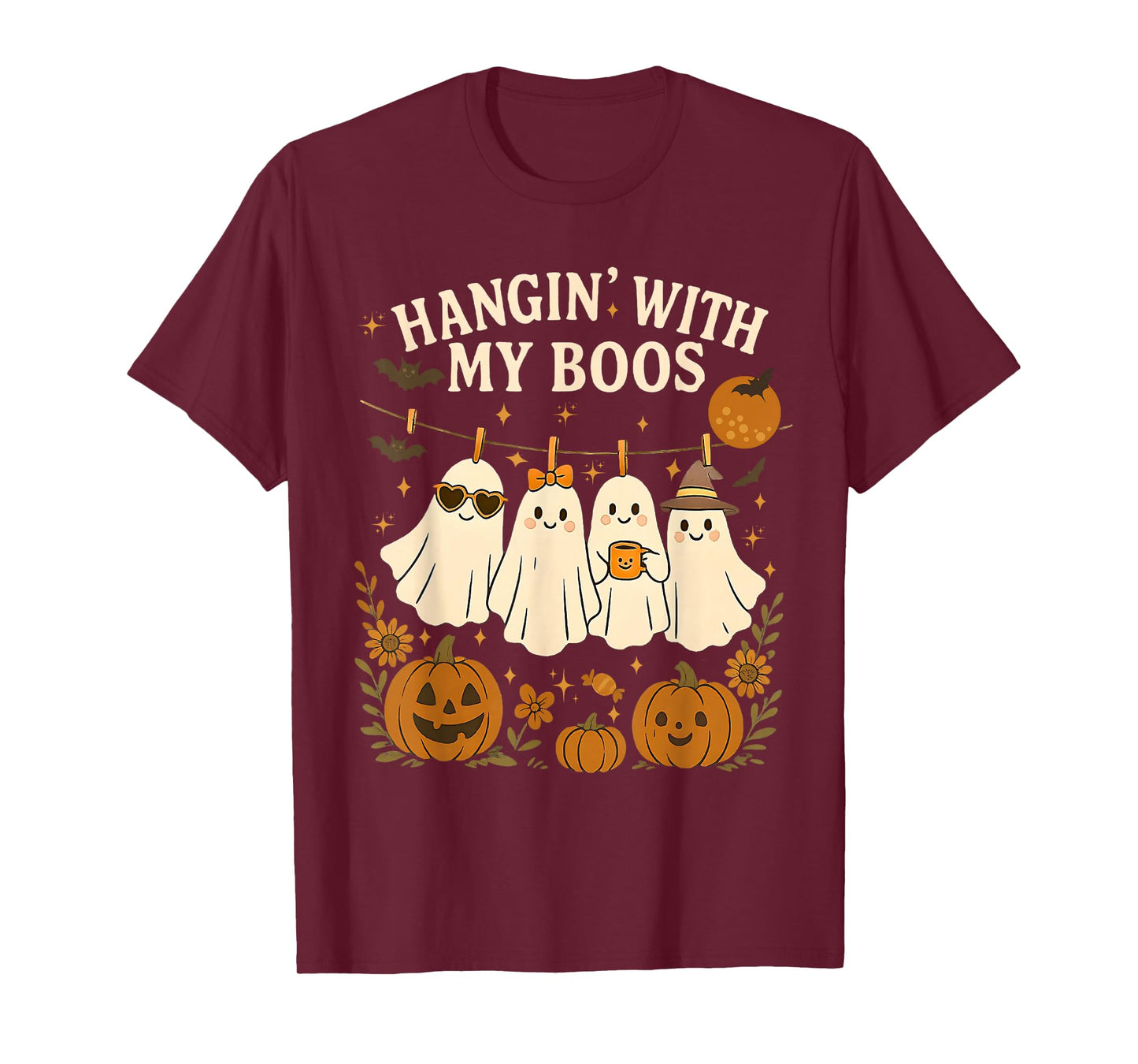Hanging With My Boos Funny Cute Ghost Halloween T-Shirt