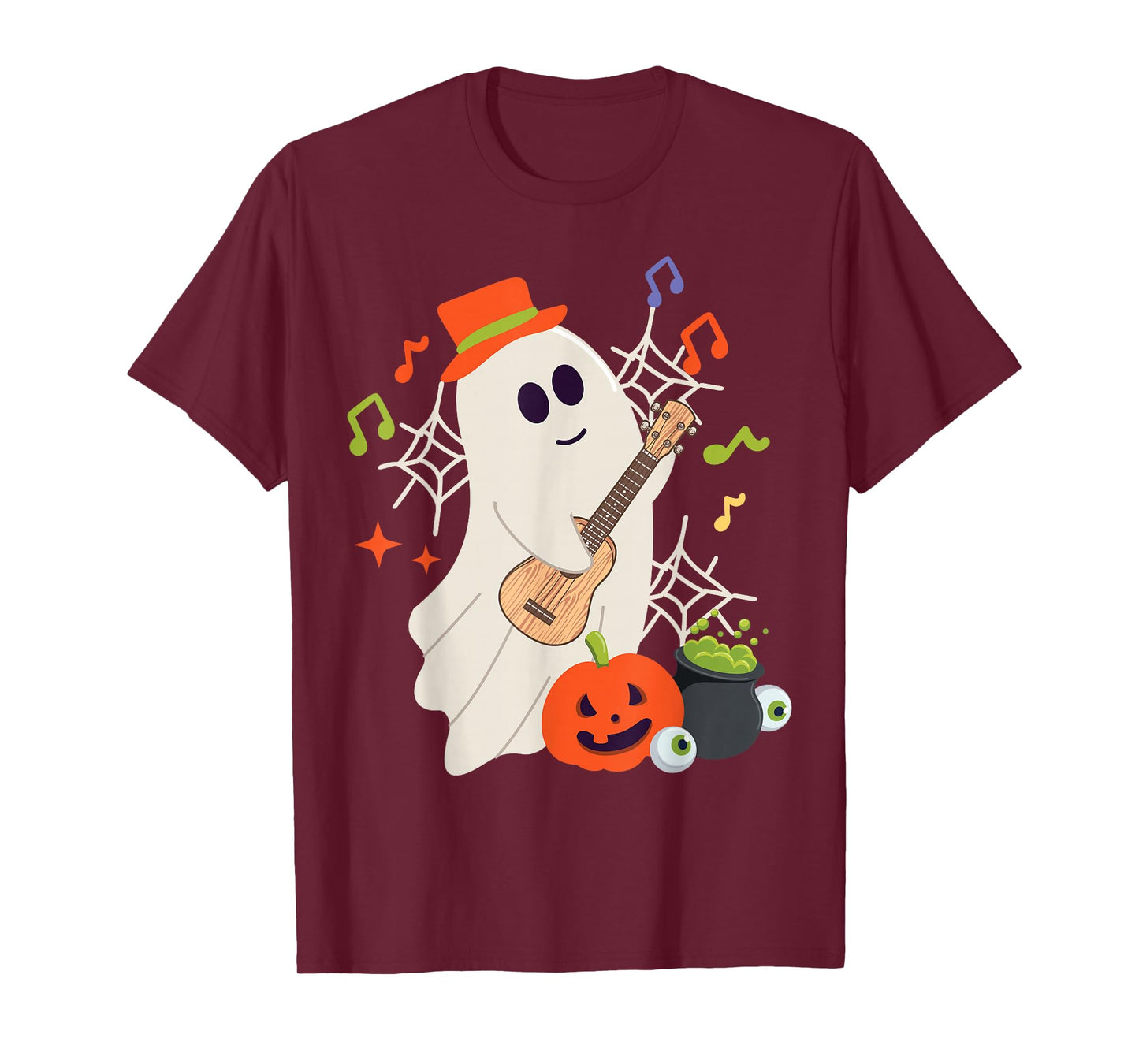 Hawaiian Ukulele Uke Halloween Ghost T-Shirt