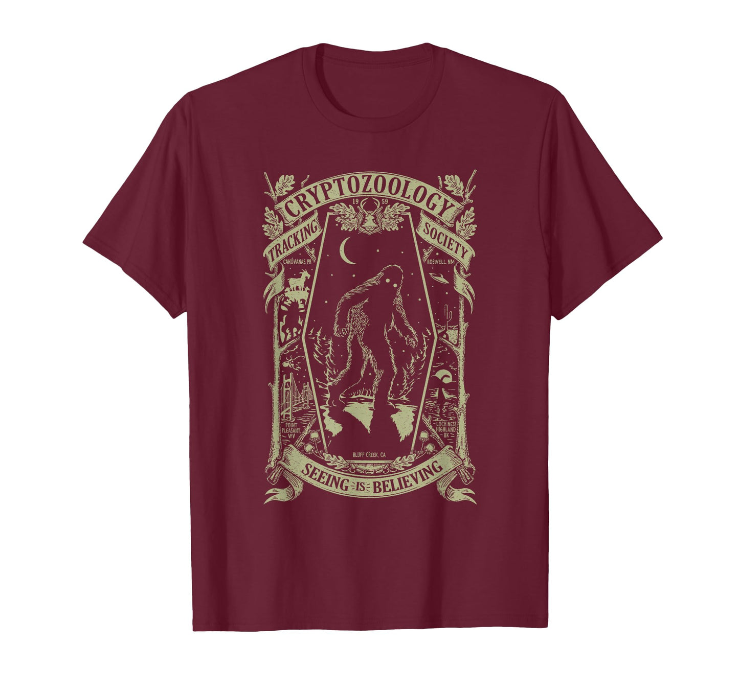 Cryptozoology Tracking Society Cryptid Bigfoot Jackalope T-Shirt