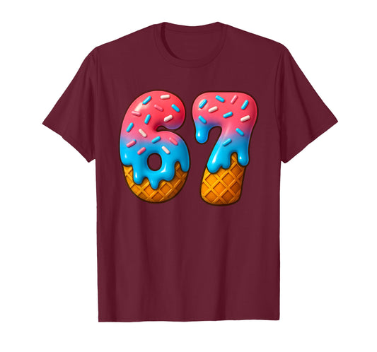 67 Meme Ice Cream Drip 6 7 Gen Alpha Slang Funny Six Seven T-Shirt