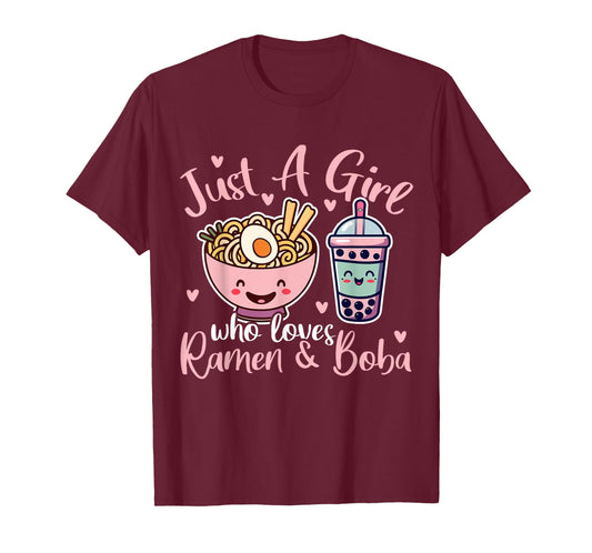 Just A Girl Who Loves Ramen And Boba. Ramen Boba Bubble T-Shirt