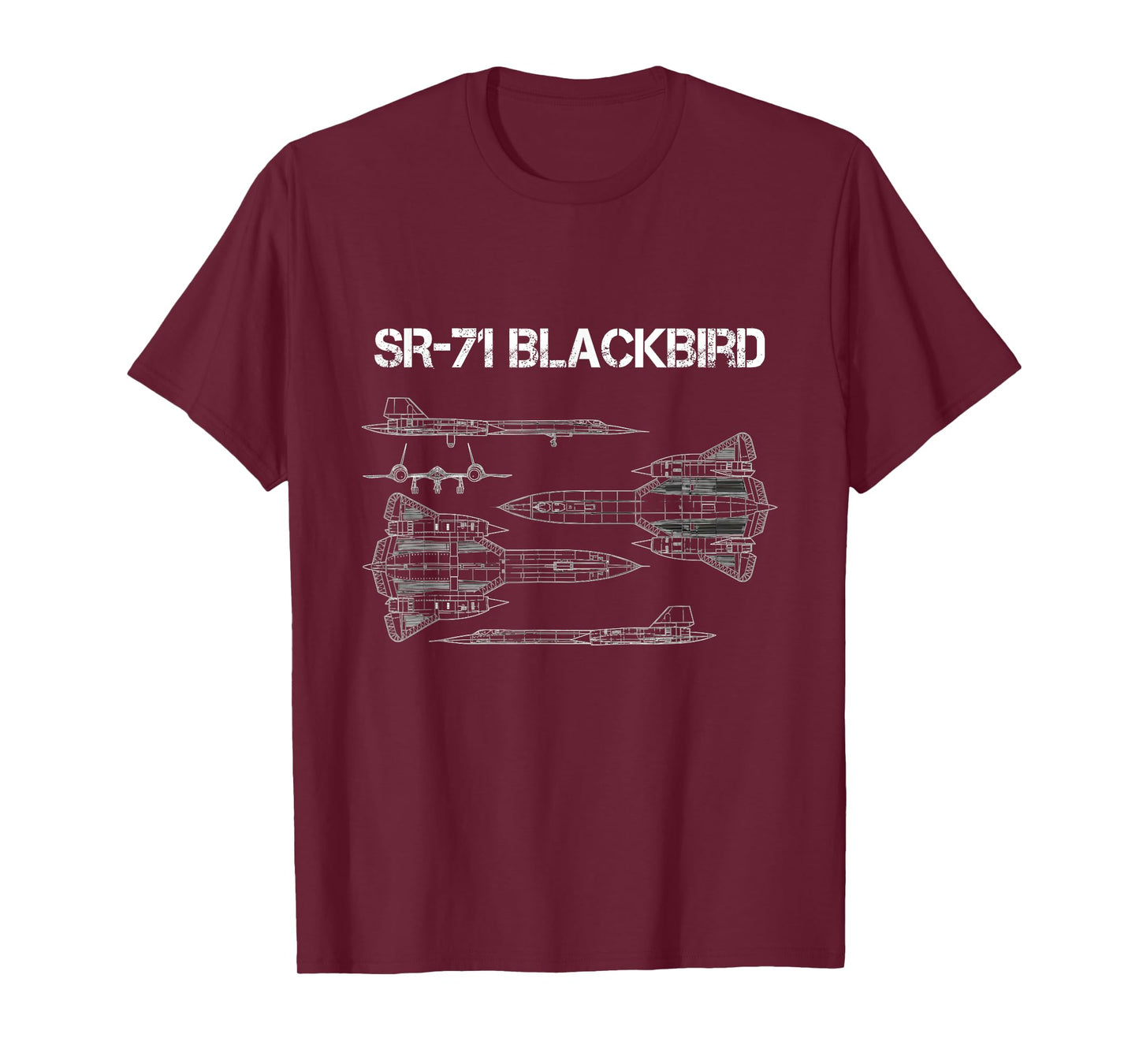 SR-71 Blackbird Blueprint Air Force Military Jet T-Shirt