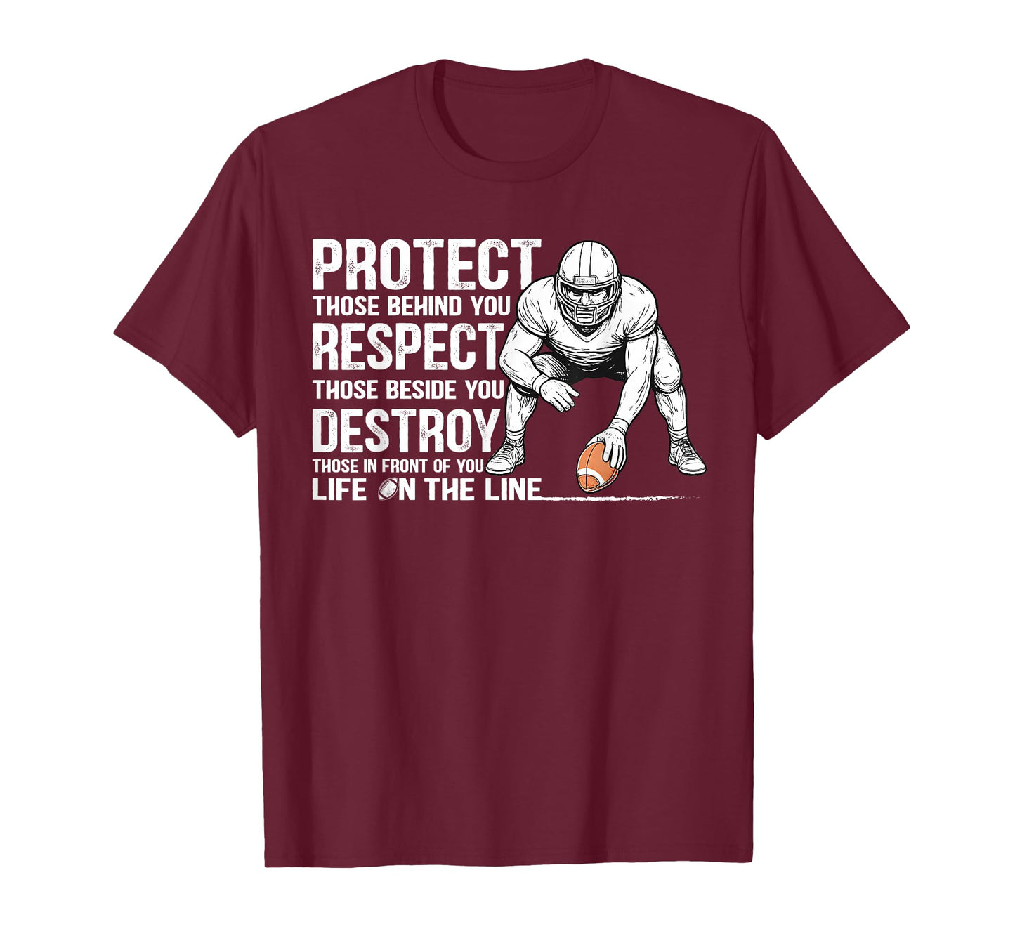 Vintage Protect Respect Destroy Offensive Lineman Football T-Shirt
