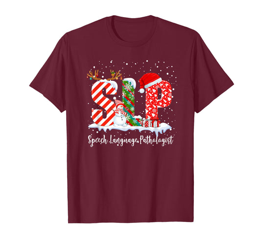 Funny SLP Speech Language Pathologist Santa Christmas Pajama T-Shirt