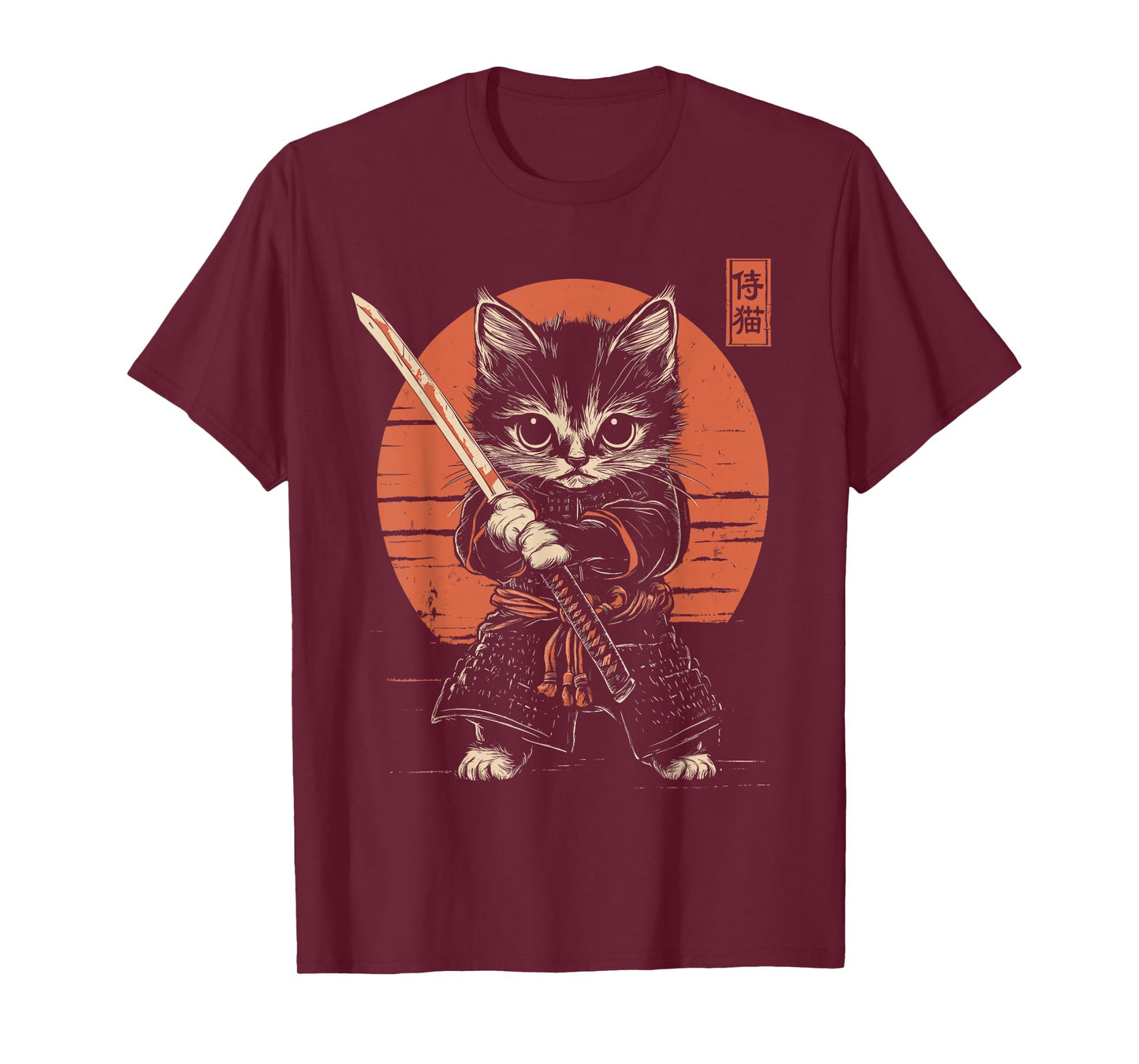 Japanese Samurai Cat Kawaii Ninja Cat T-Shirt