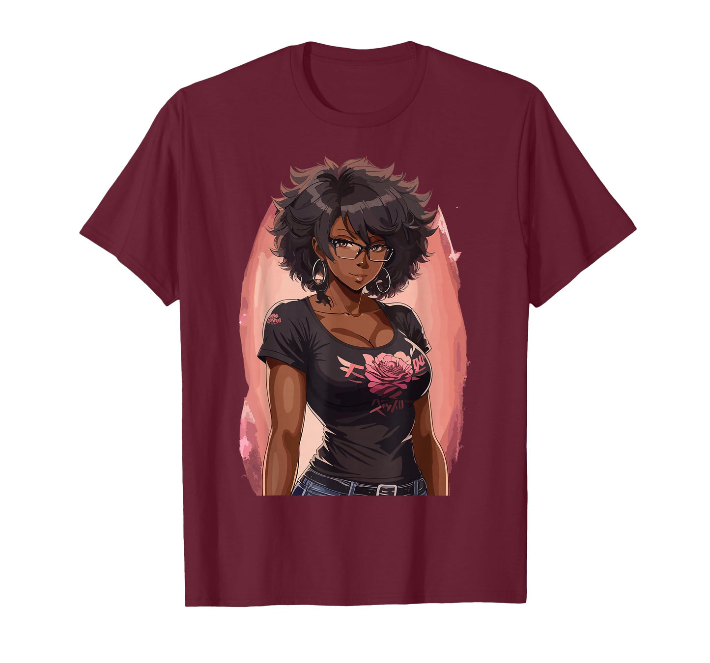Black Anime Girl Kawaii Waifu Aesthetic Japanese T-Shirt