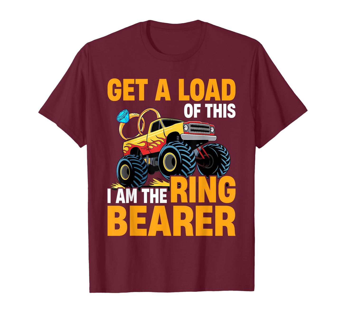 Wedding Iam The Ring Bearer Funny Monster Truck Boys T-Shirt