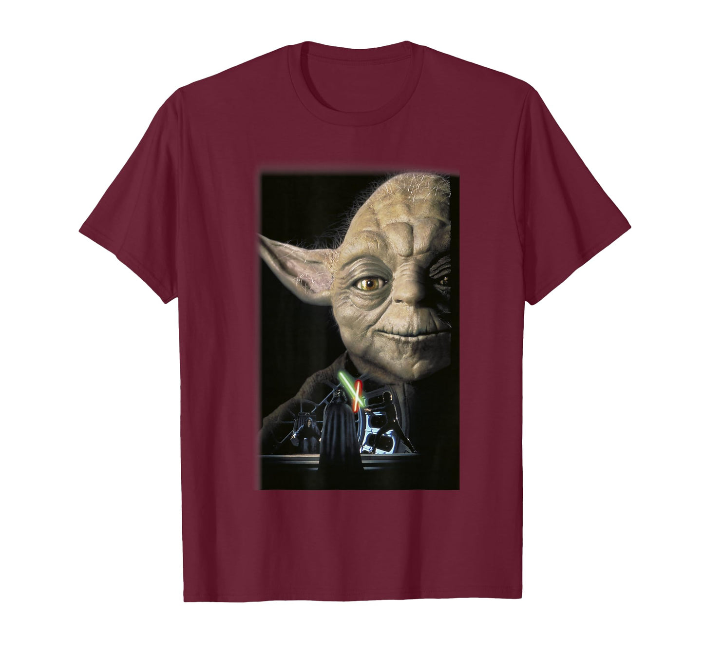 Star Wars Yoda Big Face Lightsaber Battle T-Shirt