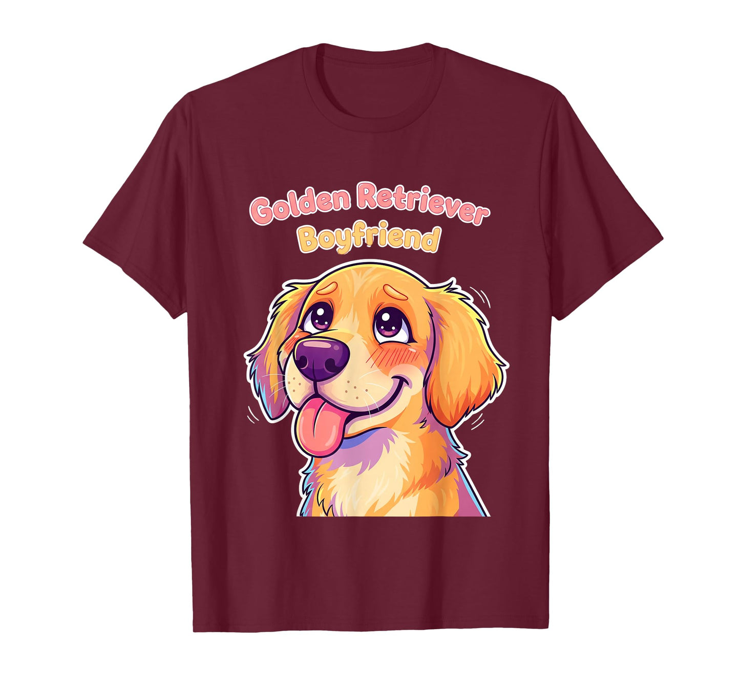 Kawaii Golden Retriever Boyfriend Tee Funny Couple Gifts T-Shirt