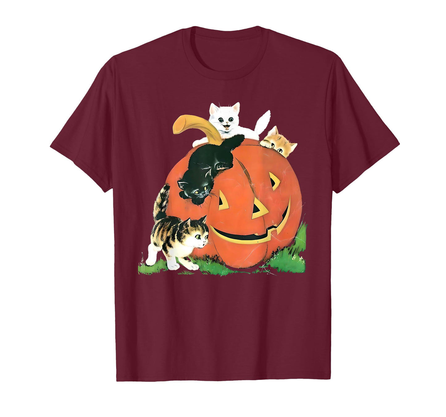 Funny Cats Pumpkin Jack-O-Lantern Spooky Season Halloween T-Shirt