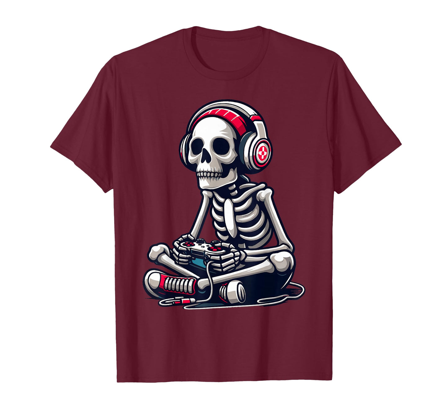 Skeleton Gamer Video Gaming Boys Men Kids Children Halloween T-Shirt