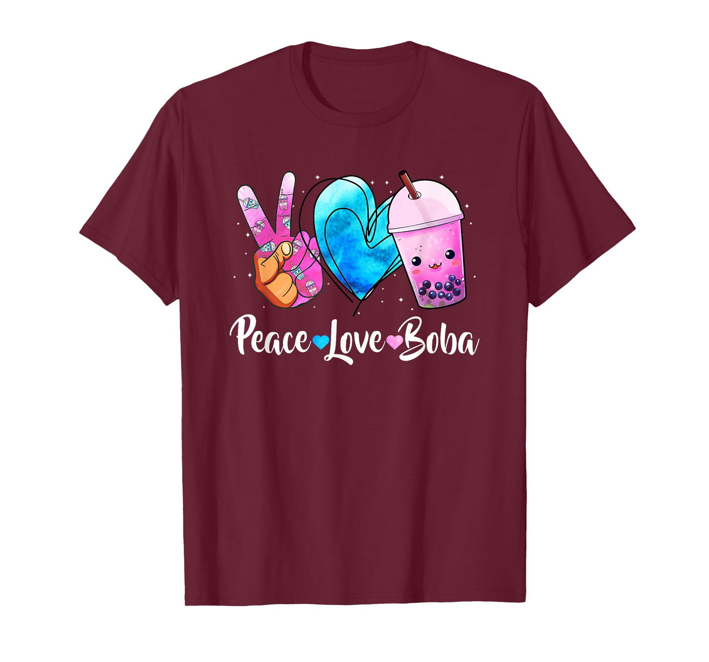 Peace Love Boba Bubble Tea For Teen Girls Kawaii Japanese T-Shirt