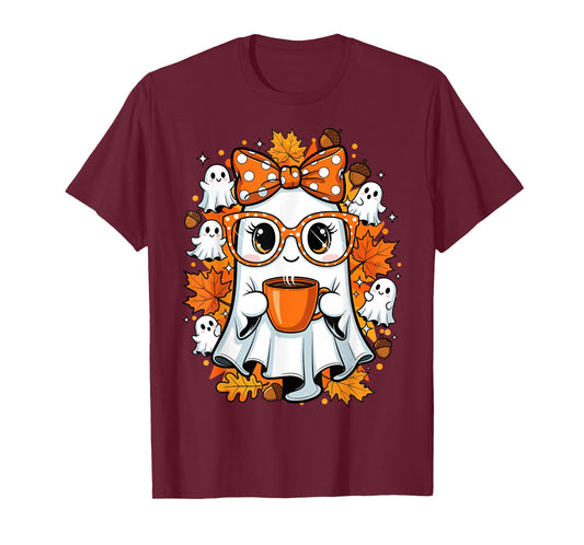 Halloween Ghost Autumn Fall Coffee Lover T-Shirt