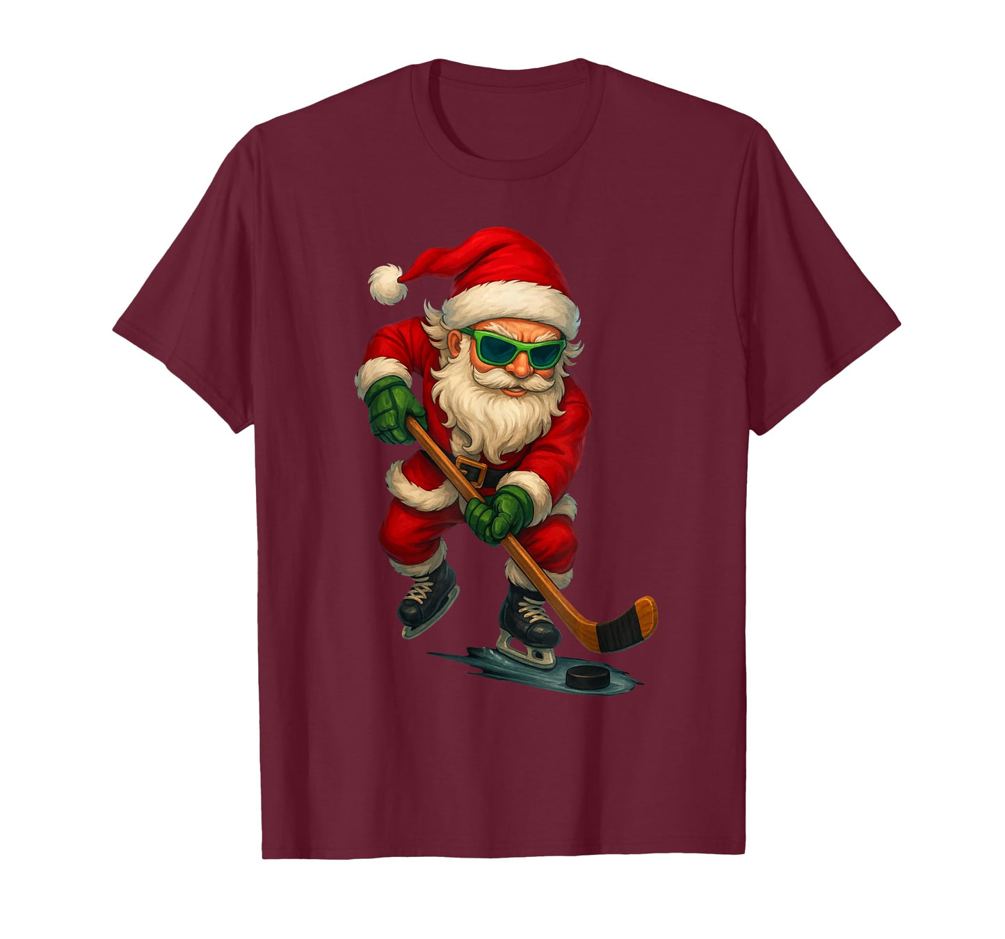 Santa Ice Hockey Player Christmas Xmas Boys Men Boys Funny T-Shirt