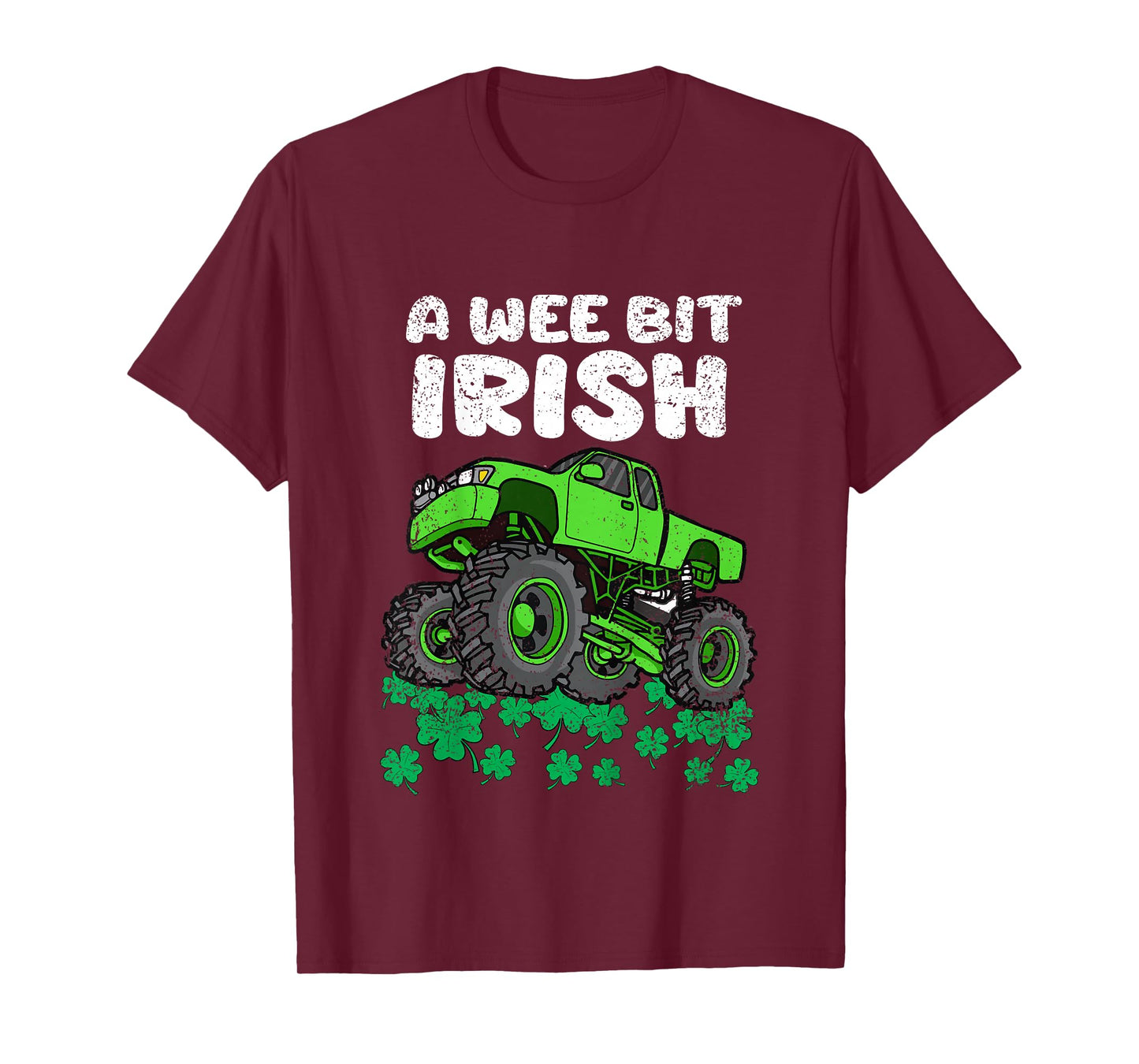 Kids St Patricks Day Boys Kids A Wee Bit Irish Monster Truck T-Shirt