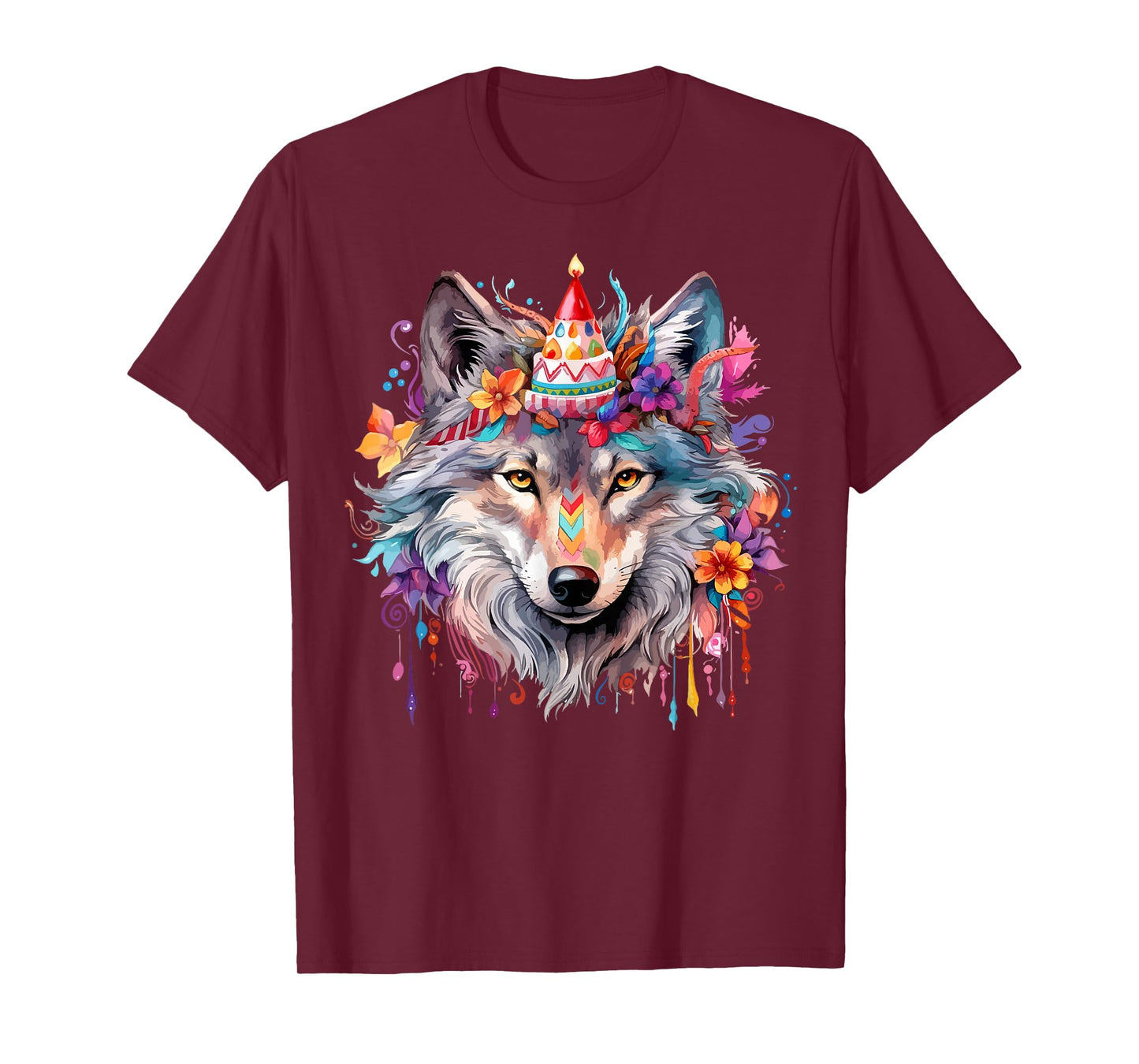 Birthday Wolf Portrait Party Wolves Lover Cute Girls Themed T-Shirt