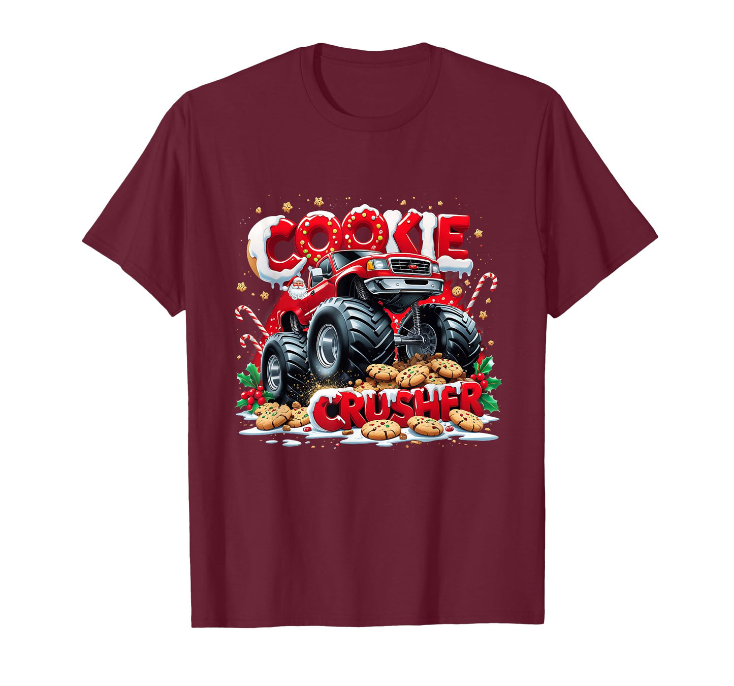Cookie Crusher Funny Monster Truck Christmas Design T-Shirt