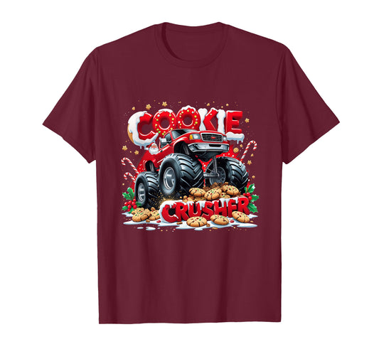 Cookie Crusher Funny Monster Truck Christmas Design T-Shirt