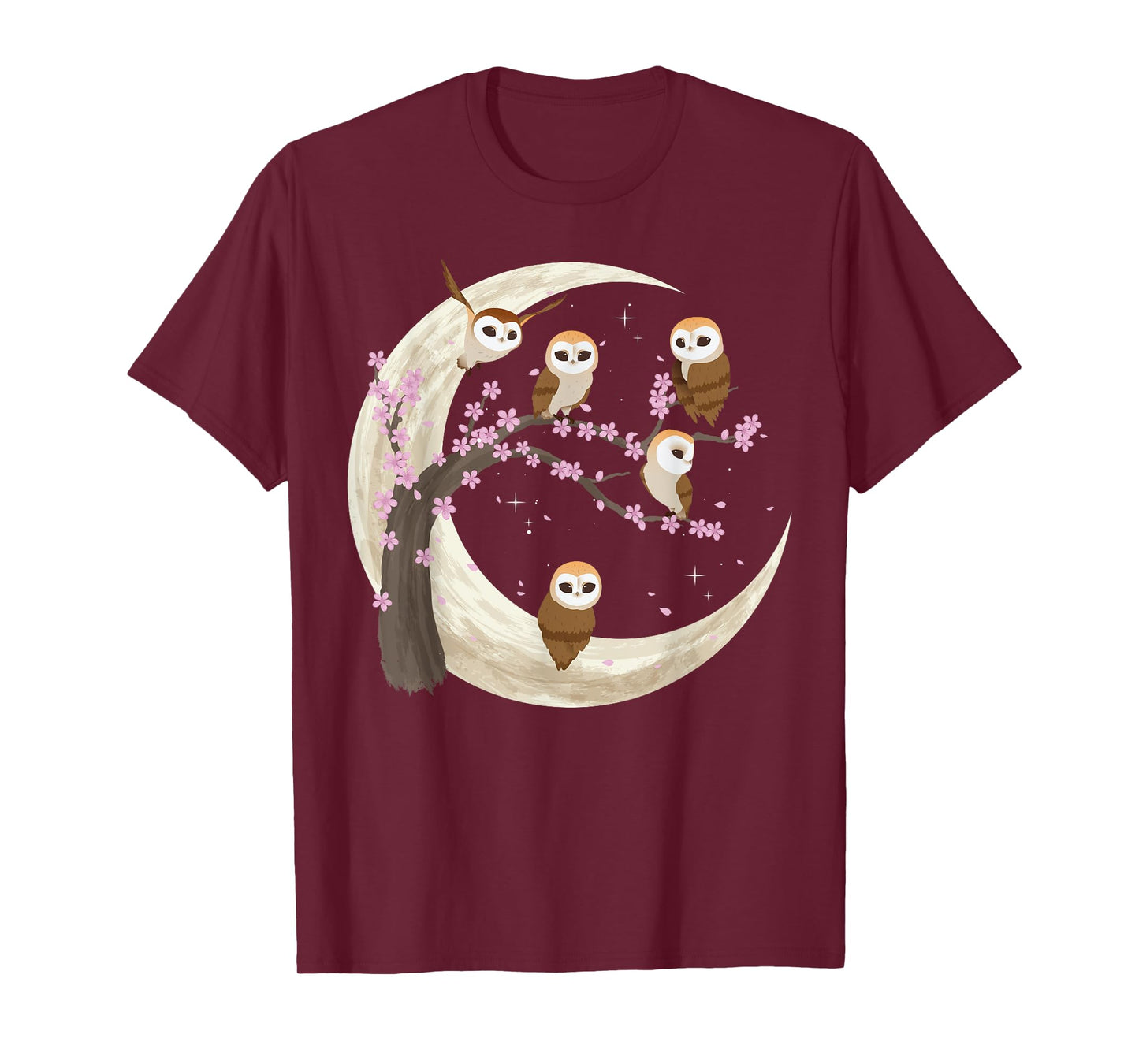 Owls Moon Shirt Japanese Sakura Cherry Blossom Owls Night T-Shirt