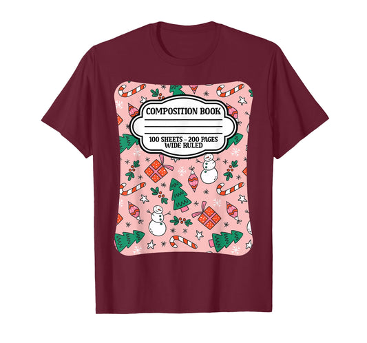 Christmas Composition Notebook Teachers Students Matching T-Shirt