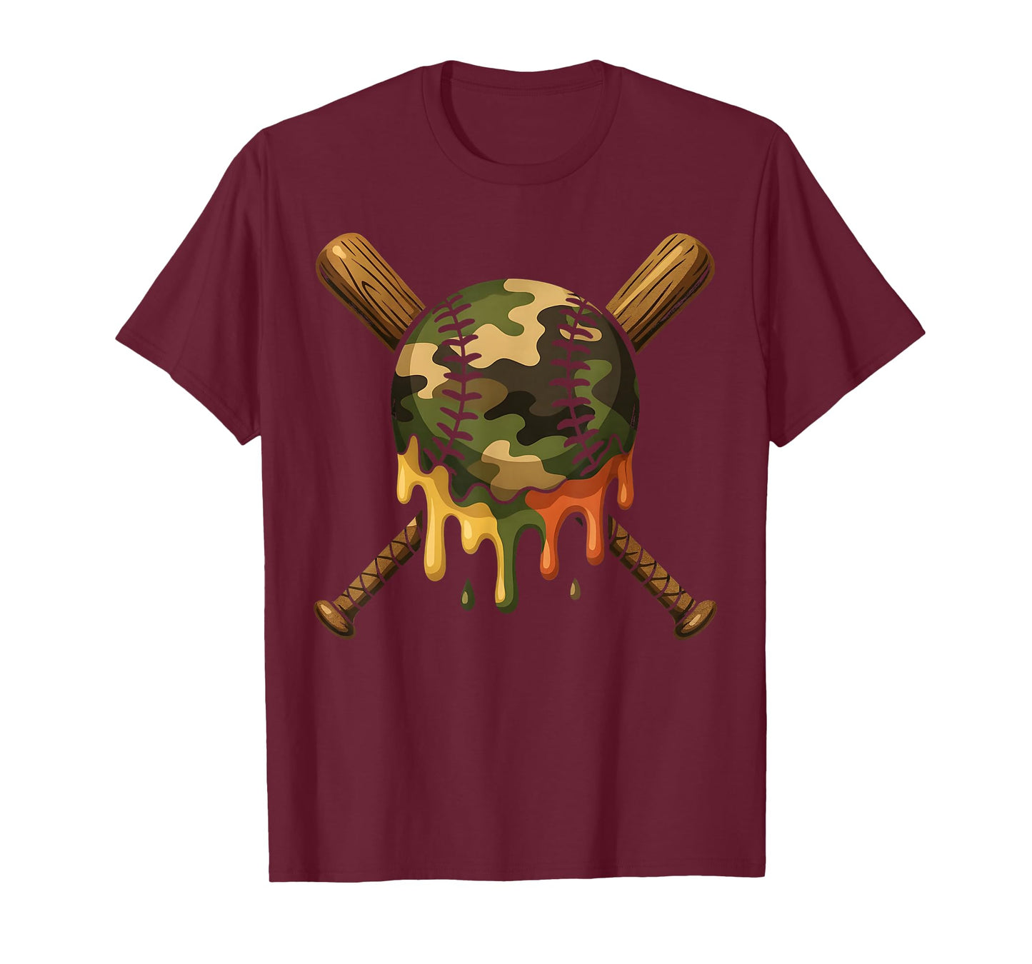Baseball Drip Camo Baseball Bats Boys Sports Cool Game Day T-Shirt