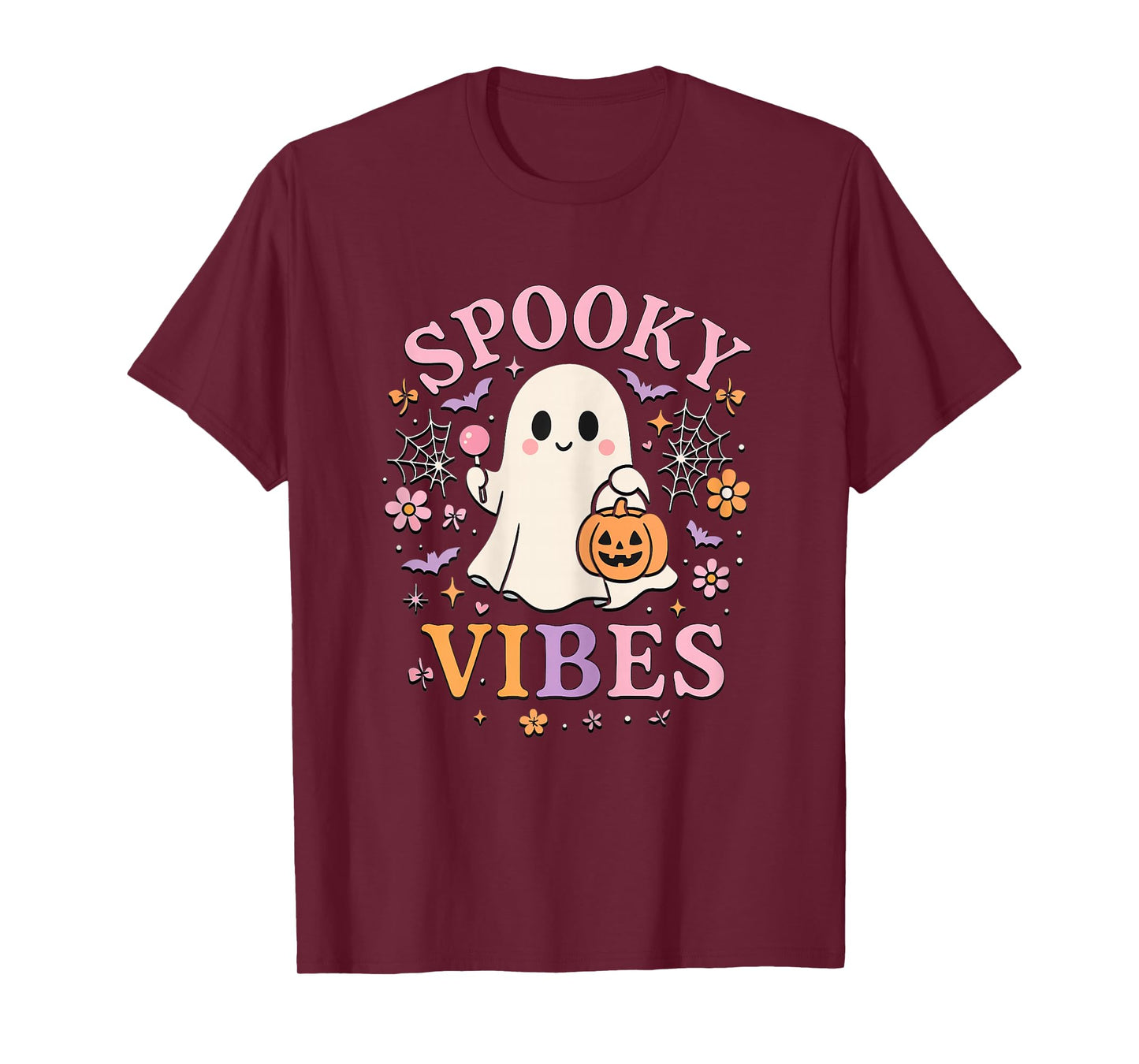 Spooky Vibes Cute Ghost Halloween for Girls Trick or Treat T-Shirt