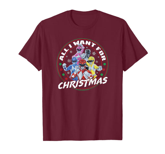 Power Rangers Christmas All I Want For T-Shirt