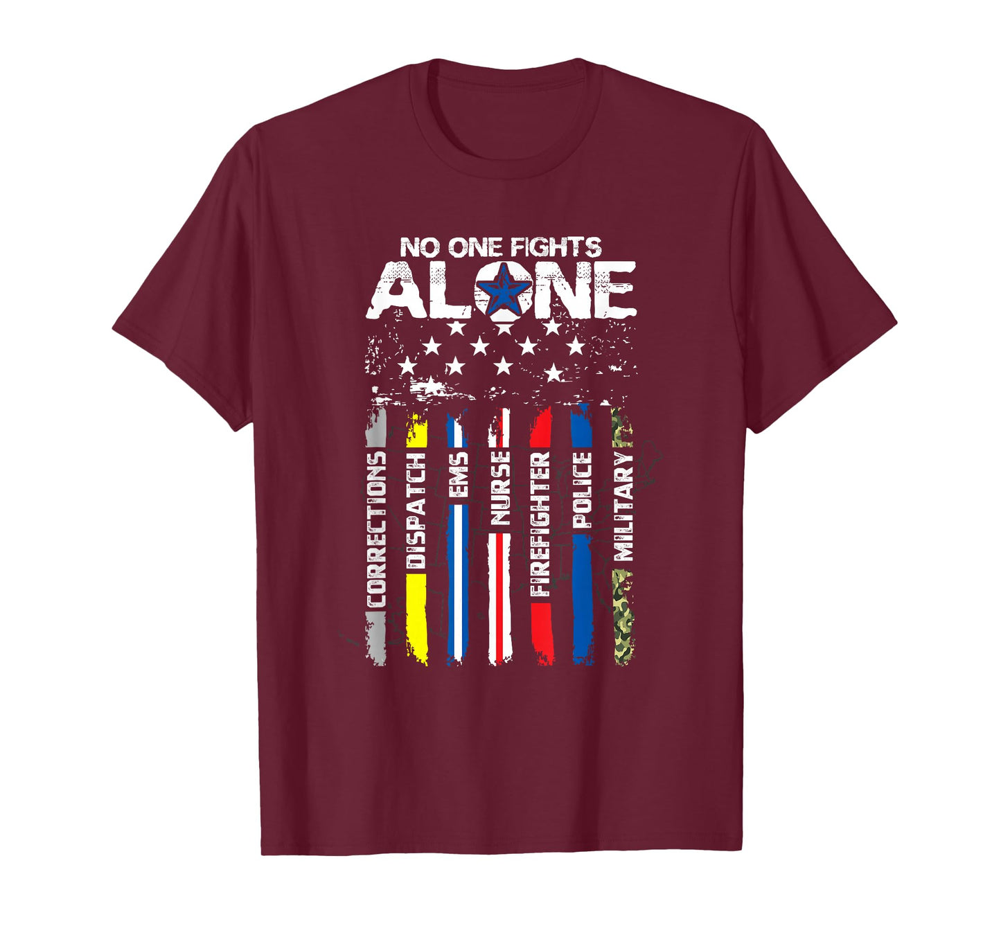 First Responders American Thin Line Police Fire Military EMS T-Shirt Small