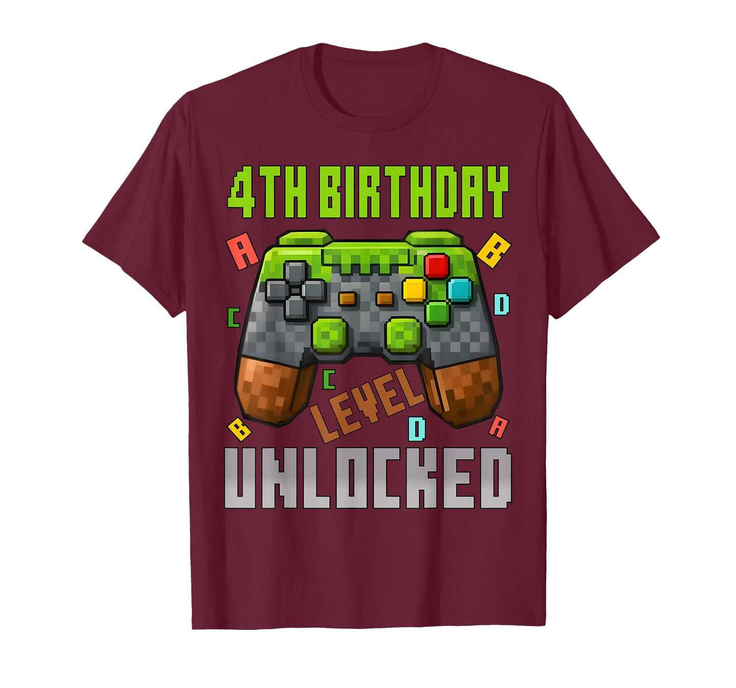 4th Birthday Boy Level 4 Unlocked Birthday Boy 4 Years Old T-Shirt