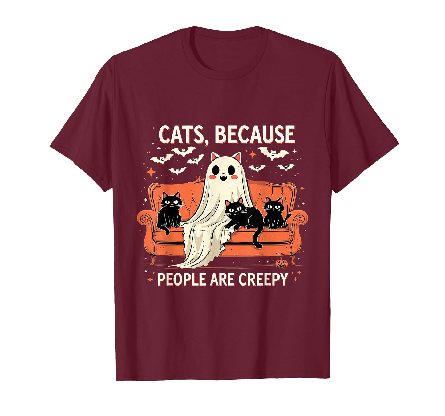 Cats Because People are Creepy Funny Halloween T-Shirt