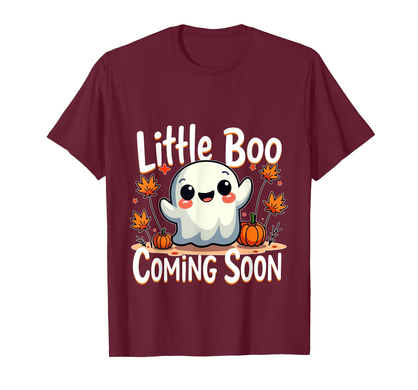 Little Boo Funny and Cute Halloween Pregnancy Announcement T-Shirt