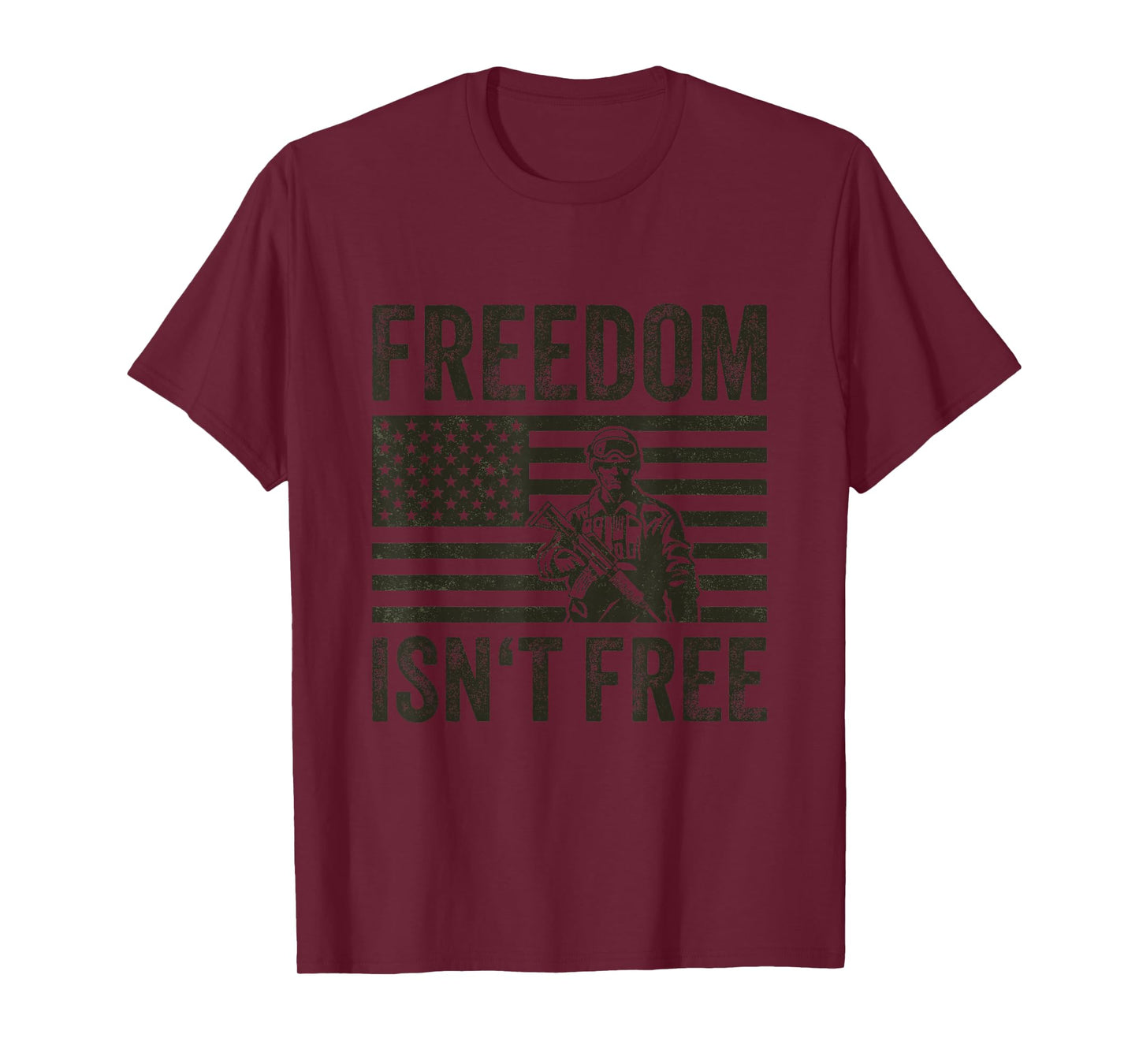 Freedom Isn't Free Proud Soldier US Flag Military Veteran T-Shirt
