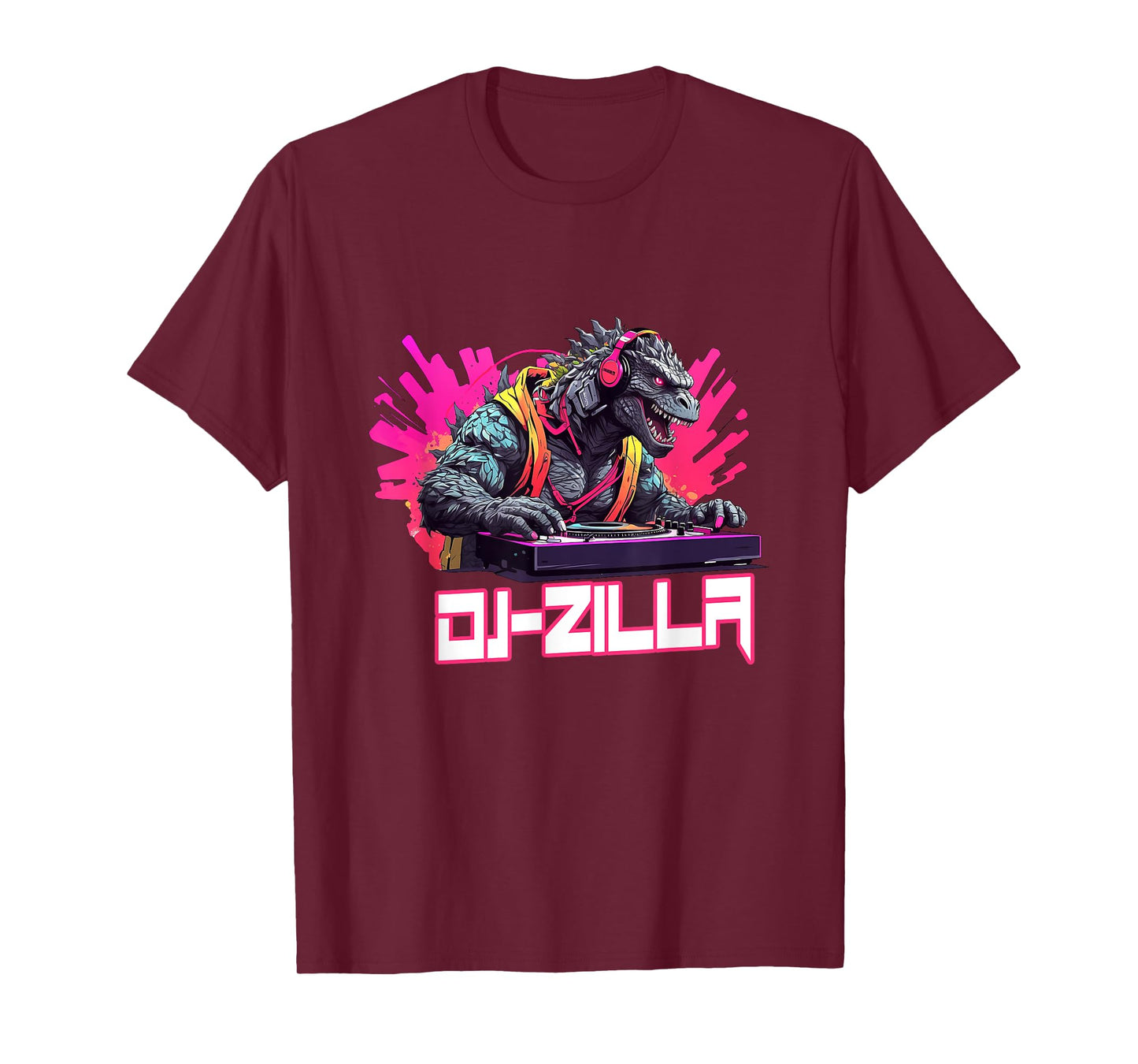 Japanese Monster Kaiju Dj-Zilla With Headphones Spinning T-Shirt
