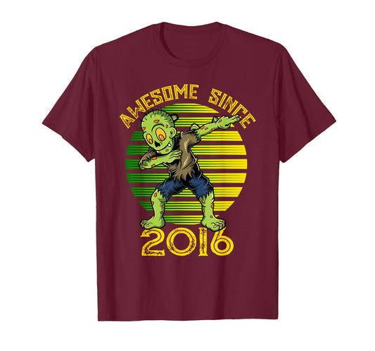 Halloween 9th Birthday Boy Dabbing Zombie Awesome Since 2016 T-Shirt