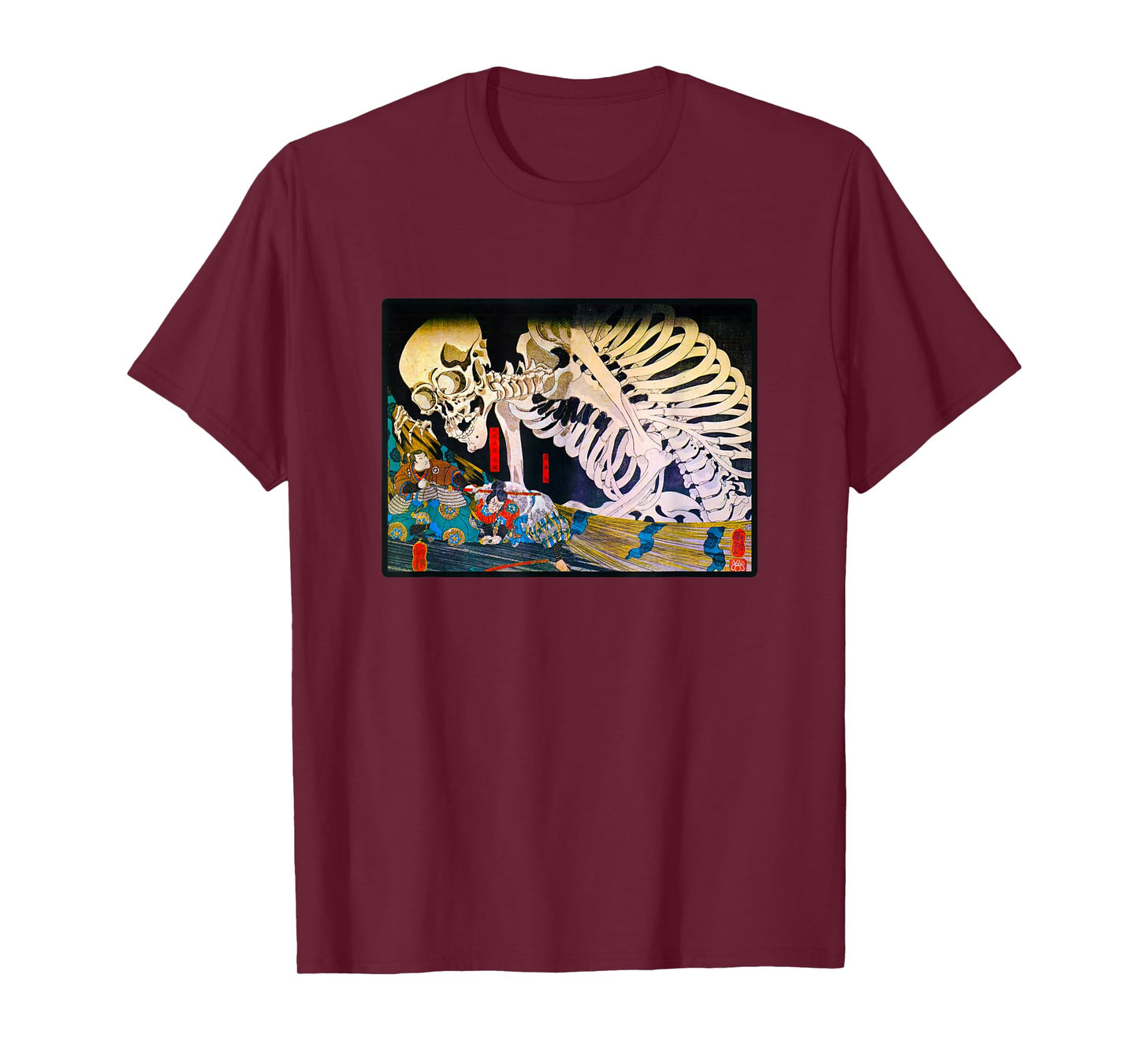 Vintage Art Prints Skeleton Ukiyo-e Japanese Woodblock Art T-Shirt