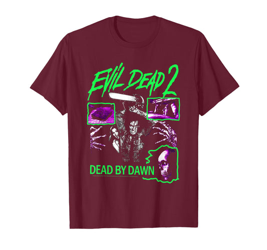 Evil Dead 2 Dead by Dawn Neon Collage Horror Movie T-Shirt