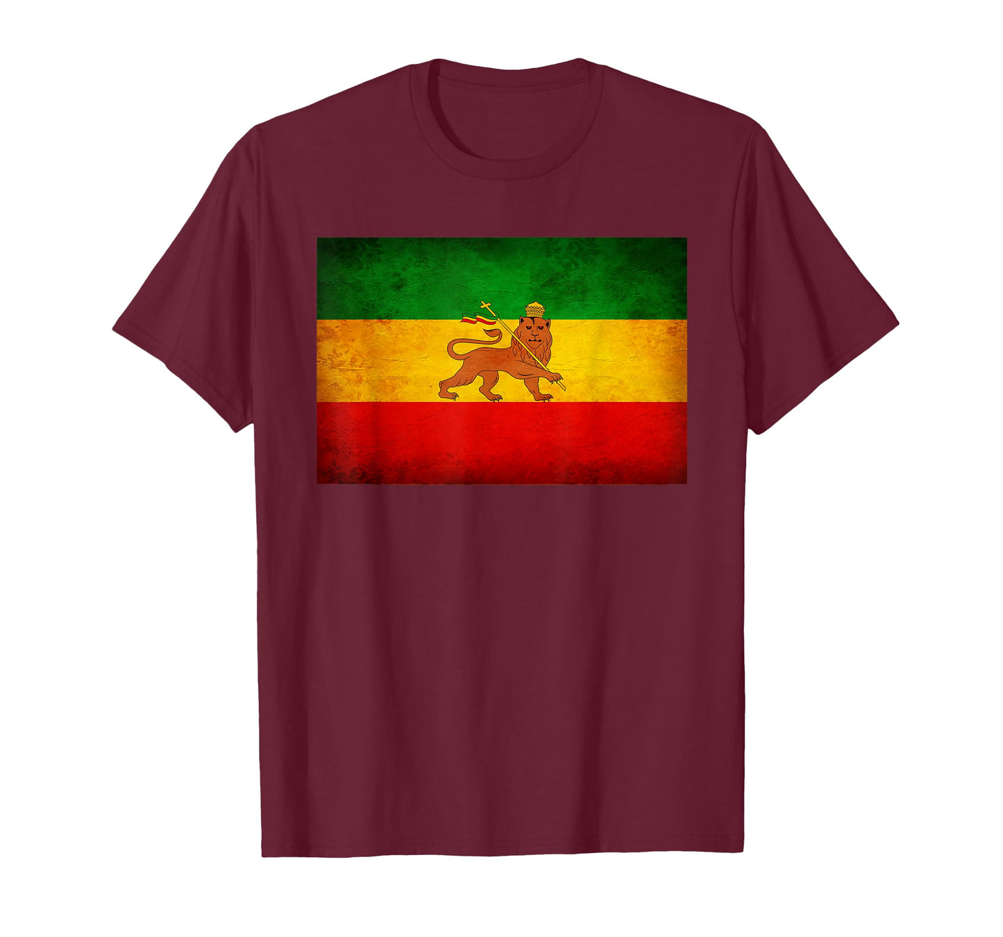 Old Ethiopia Flag shirt Lion of Judah Rasta Reggae T Shirt T-Shirt