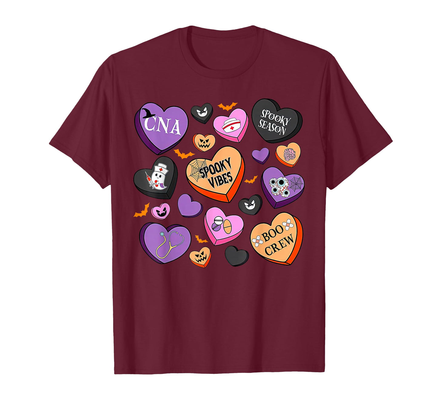 Halloween CNA Nurse Hearts Candy Certified Nursing Assistant T-Shirt