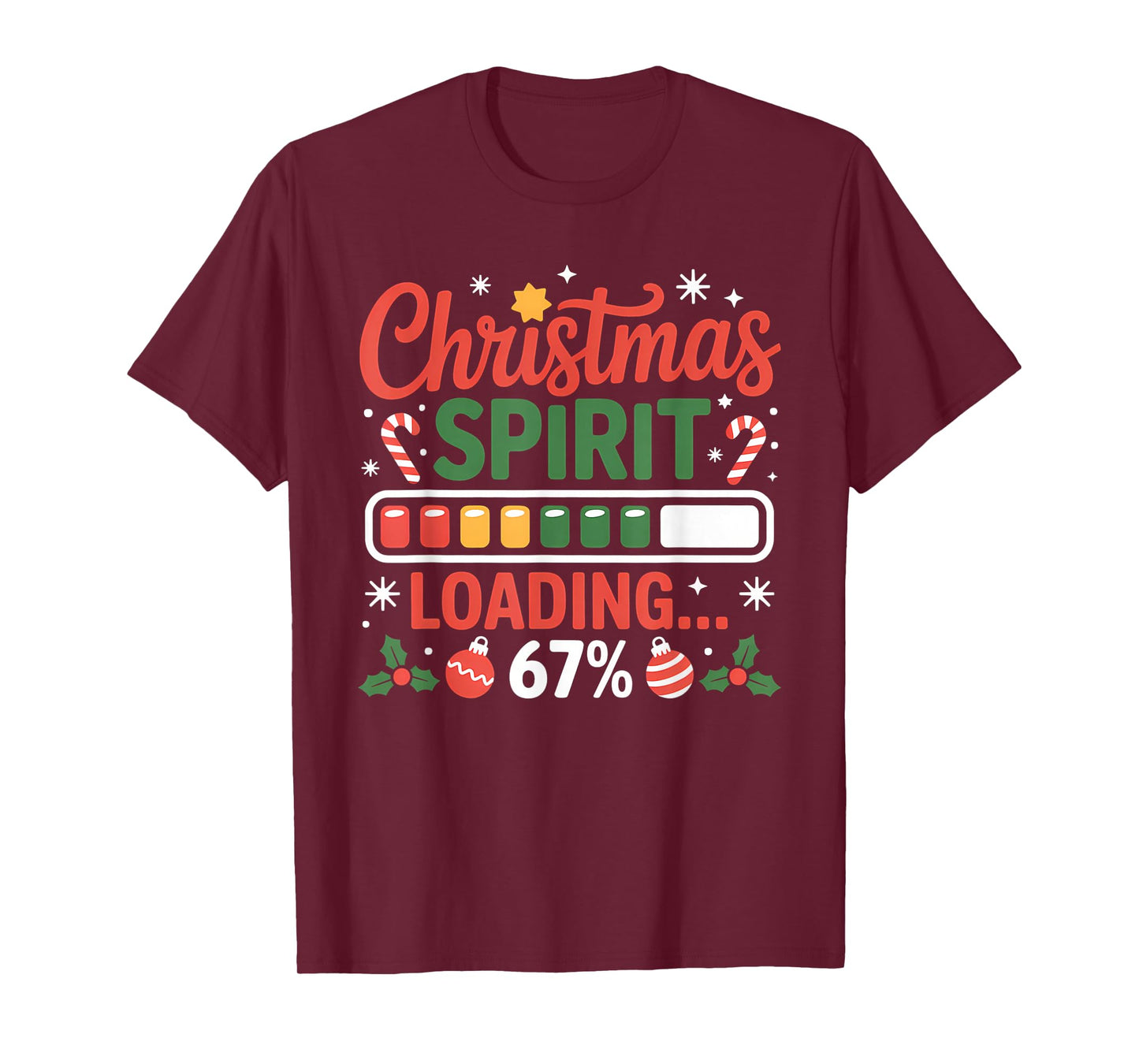 67 Meme Christmas Spirit Loading 67% Six Seven for Kids T-Shirt