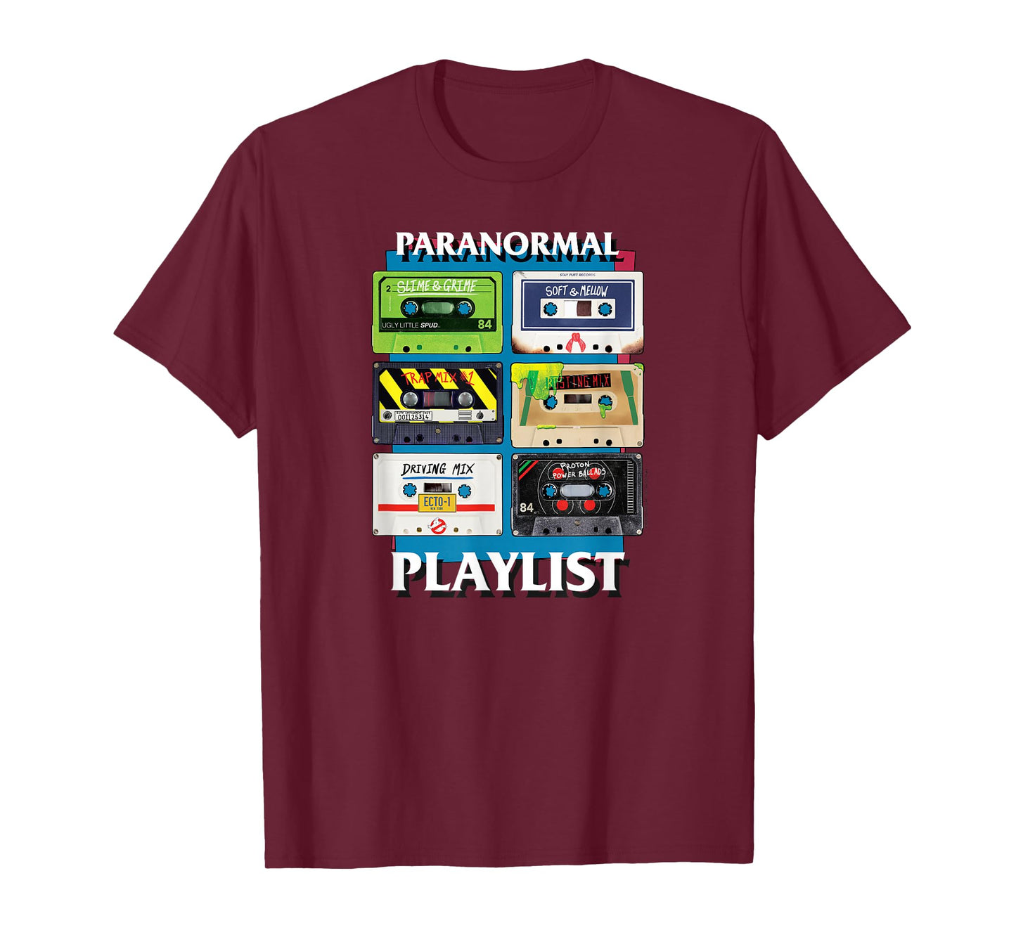 Ghostbusters Paranormal Playlist Cassettes Retro Movie T-Shirt