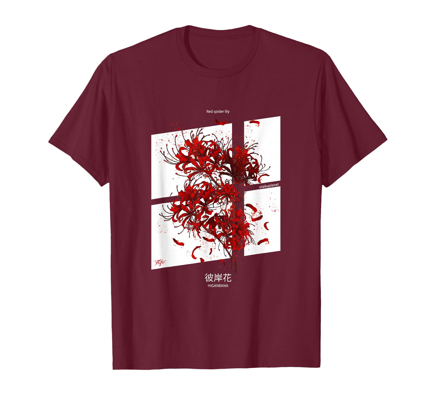 Higanbana or Red Spider Lily in Angular Grunge Anime T-Shirt