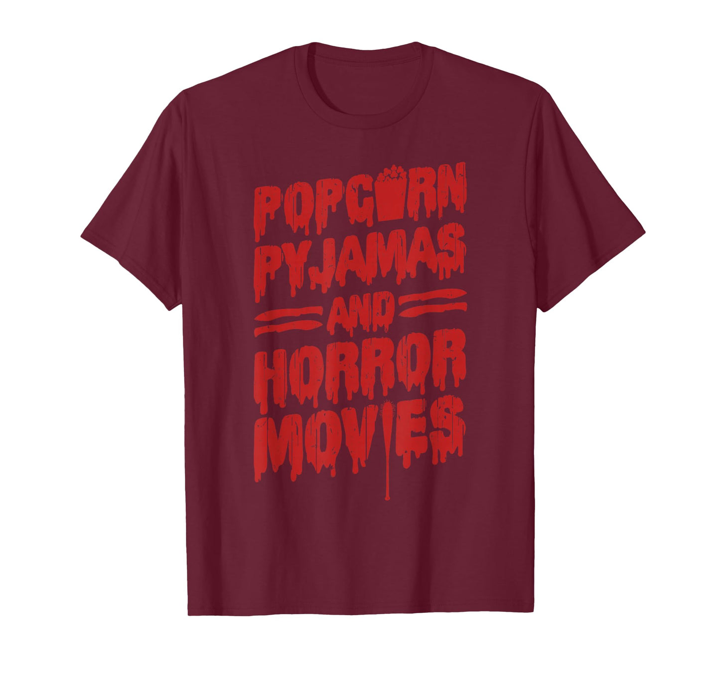 Scary Horror Movie Popcorn Pajamas and Horror Movies T-Shirt
