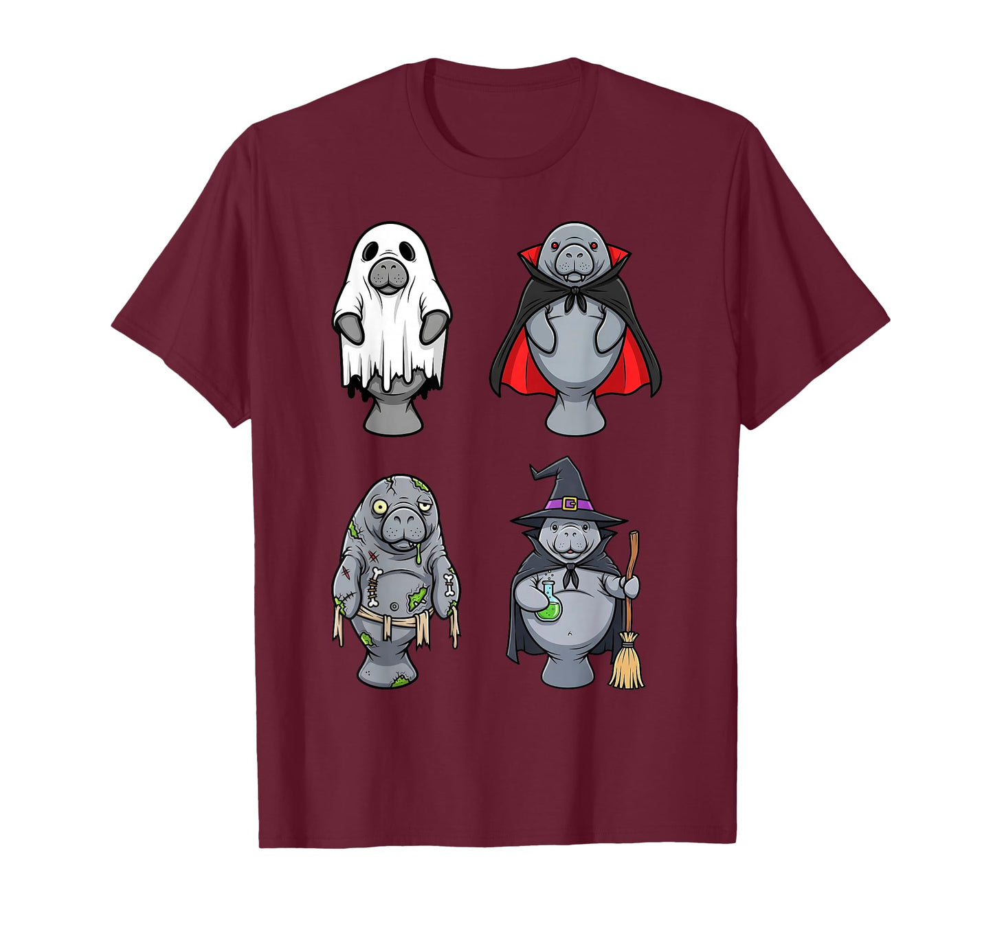 Funny Manatee Ghost Witch Zombie Vampire Halloween Costume T-Shirt