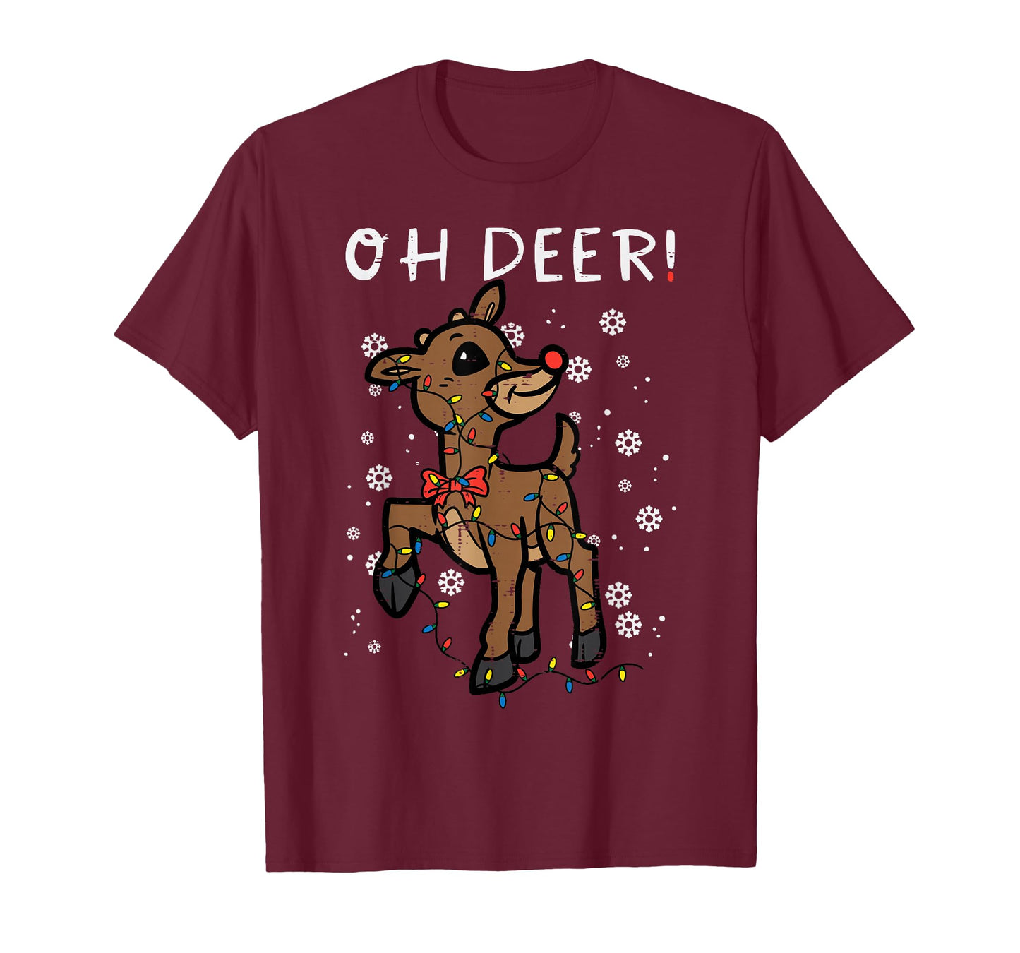 Christmas Reindeer Oh Deer Cute Xmas Boys Girls Kids Women T-Shirt