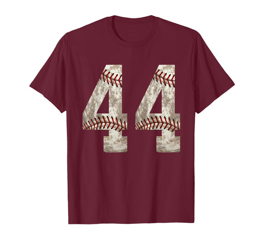Baseball Jersey Number 44 Outfit Distressed Ball Design T-Shirt