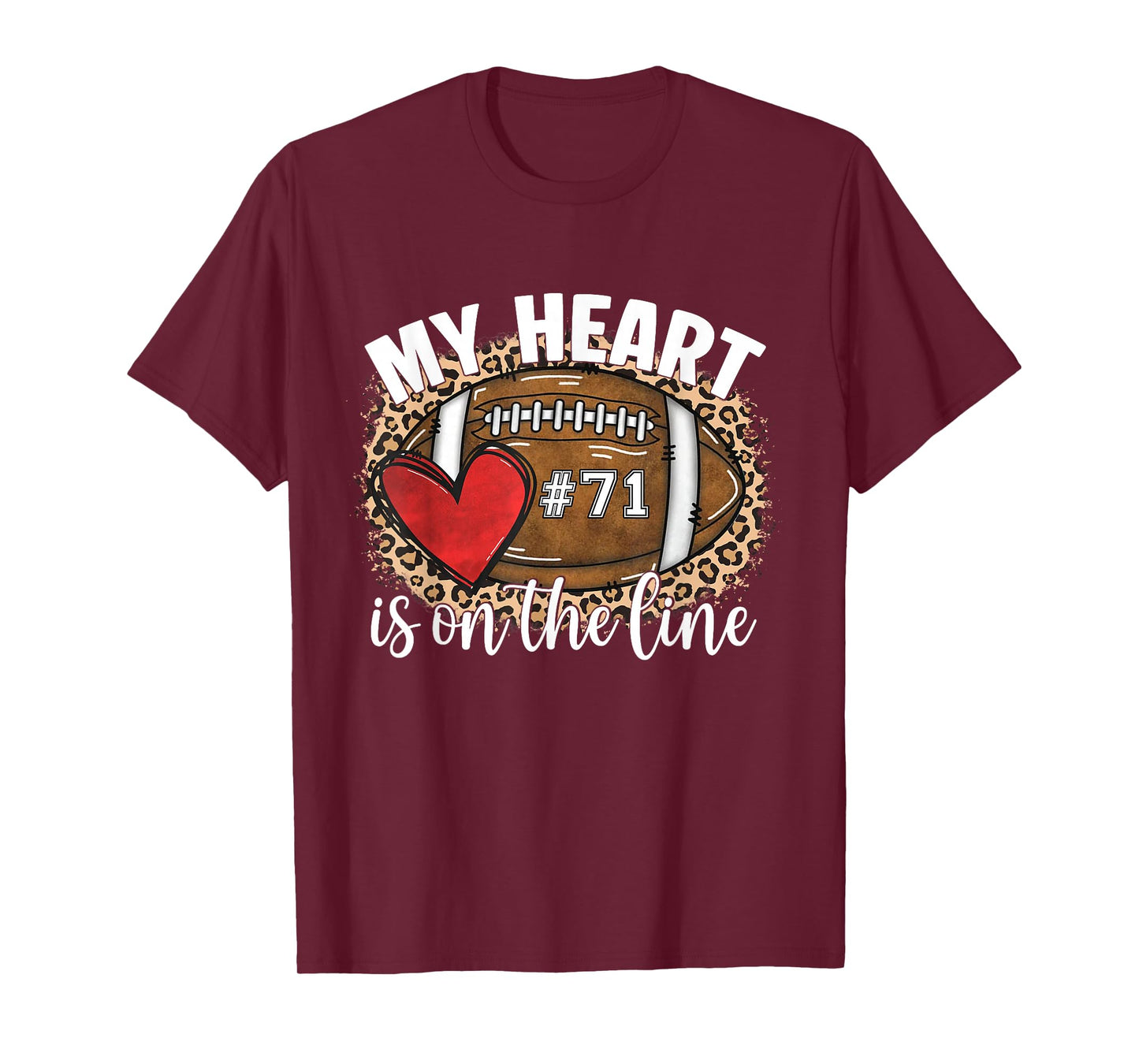 My Heart is On The Line Jersey Night Number 71 Football Mom T-Shirt
