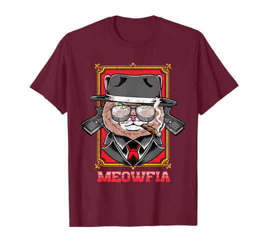 Meowfia Cat Mafia Boss Funny Kitty Art T-Shirt